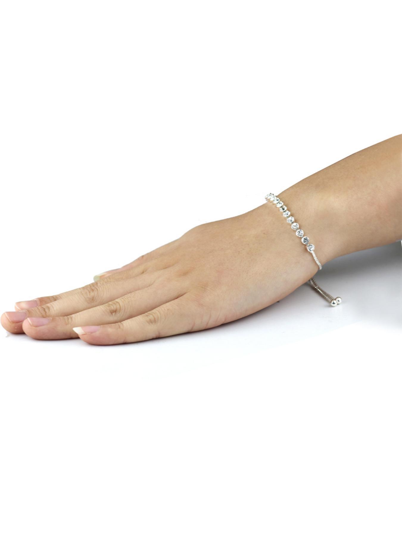 Single Adjustable Round Zircon Drawstring Bracelet, Fashion bracelets, Retro Style, Transparent Round Zircons with Luster, Stable Drawstring Structure No Slipping, Holiday Gifts, Daily Layering, Suitable for Girls Who Love Exquisite Accesso