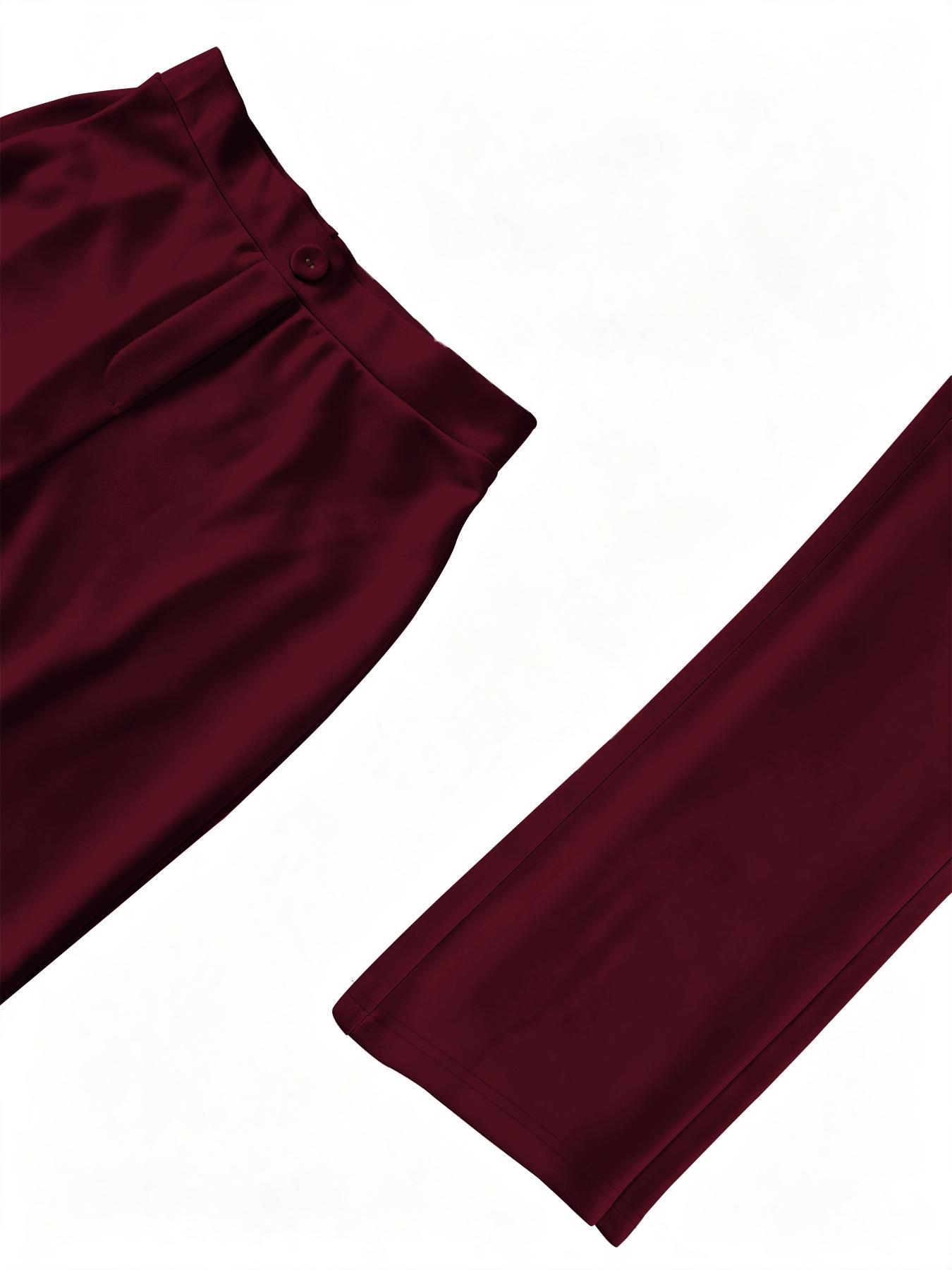 Women's Two-Piece Matching Set, Pants Set Outfit, Plain Button Lapel Fitted Blazer & Suit Pants, Business Casual Long Sleeve Outerwear & Trousers for Daily Outdoor Wear, All Seasons, Essential Business Attire, Work Casual Blazers, Corporate Attire