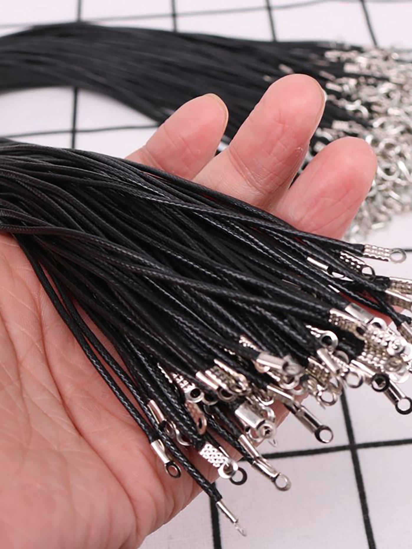 50 Pieces High-Quality Leather Necklace Bracelet Cords, Clip Rings, Suitable for Pendants, 18 Inches, Jewelry Making Material