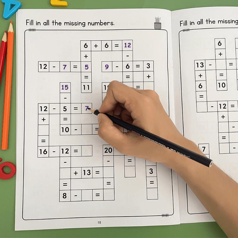 32-Page Math Workbook For Ages 7-10, Including, Number Lines, Crossword Puzzles, And Addition/Subtraction Multiplication Tables | Daily Arithmetic Practice For Grades 1-3, With Exercises And Practice Content, Learning Materials