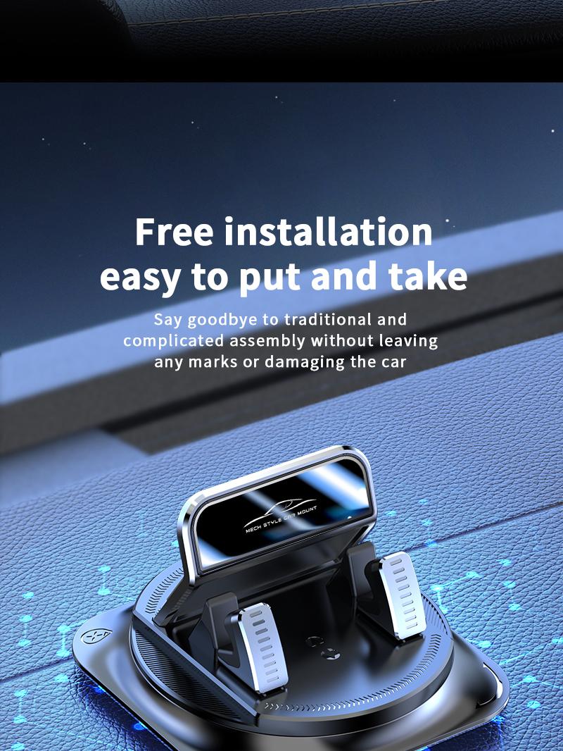 Car phone holder 360 degree rotation, suitable for car navigation in-car dashboard, horizontal and vertical screen adjustment angle, suction cup fixed non-slip mobile phone holder suitable for iPhone and Android Car Mount Smartphone