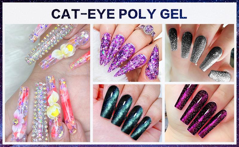 Morovan Poly Gel Nail Kit - with Drill and 48W UV/LED Lamp Professional Extension for Beginners Luminous Everything Bulide Kits Art Tools Starter Supplies