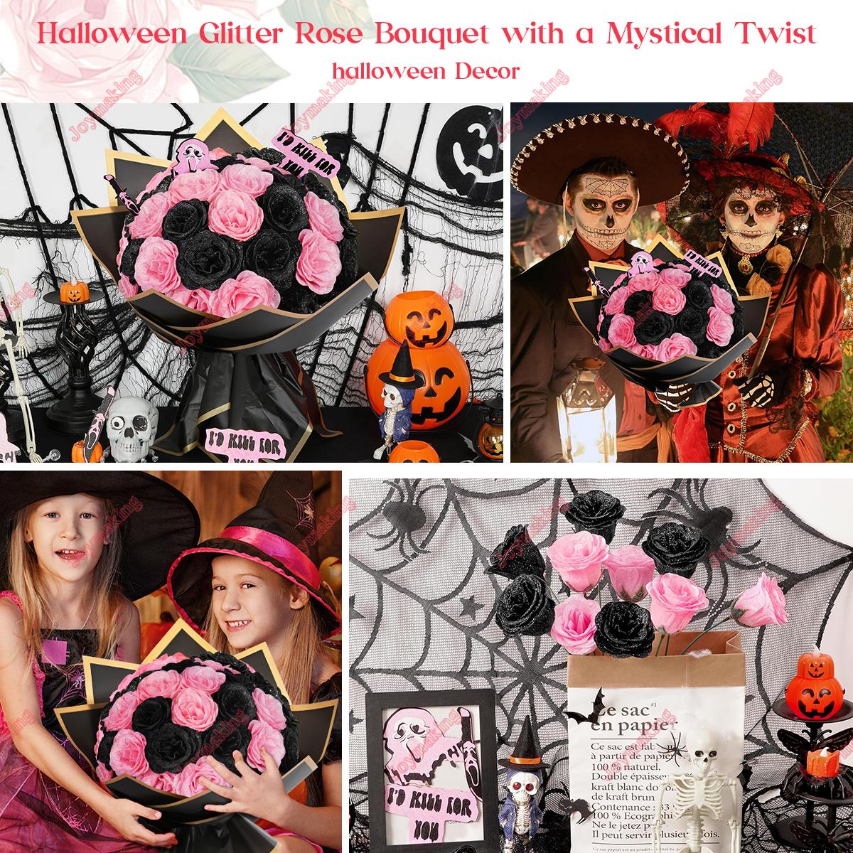 24/36 Pcs Gifts for Mom Glitter Roses Bouquet Set DIY Fake Flowers Bouquet with 3D Butterflies Crowns Alphabet Stickers & Ribbons for Girlfriend Wife Mom Friend Women Gift Perfect for Valentine's Day Birthday Engagement Wedding Anniversaries Graduation Ou