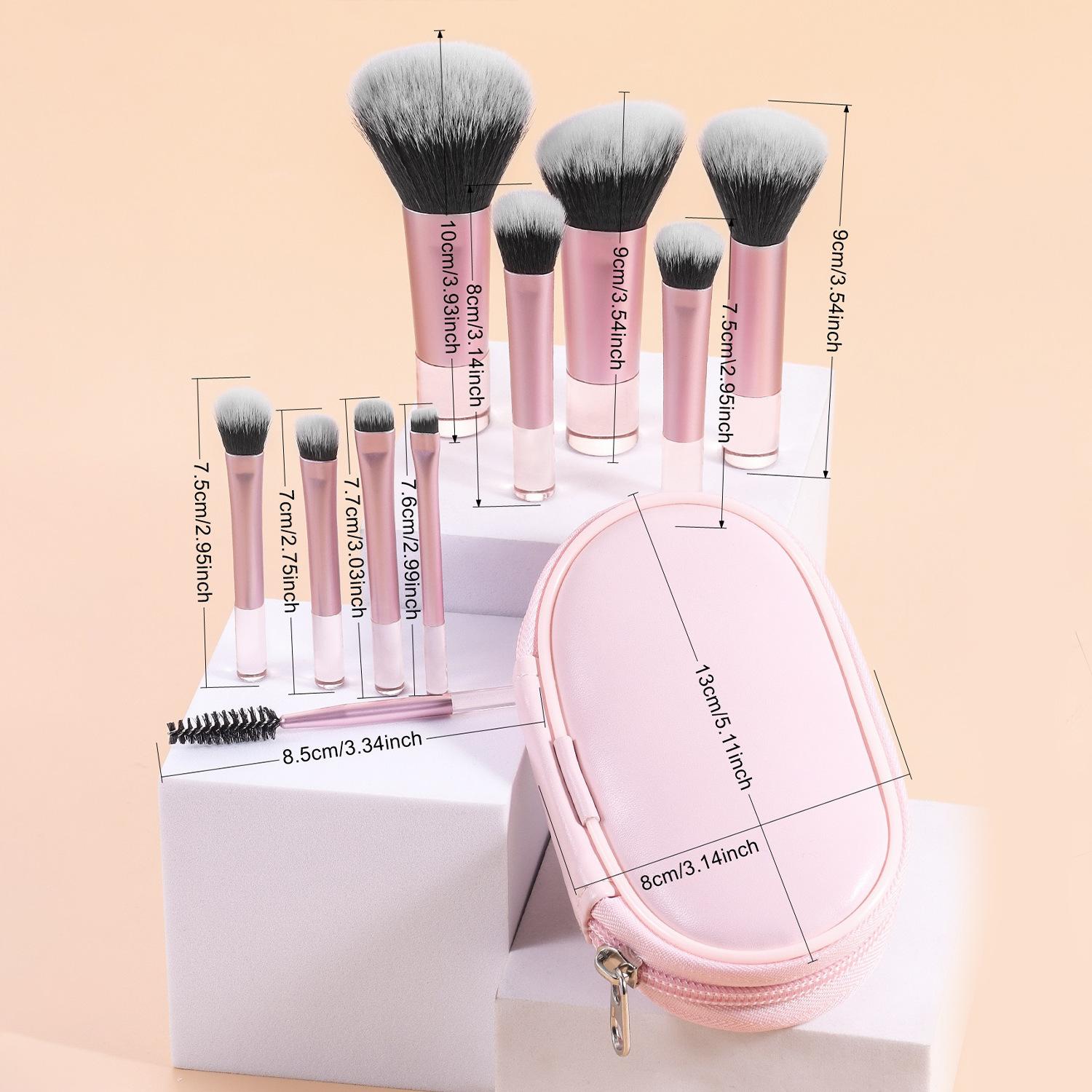 Portable Travel Makeup Brush Set with Storage Bag, 10pcs Soft Bristle Makeup Brush & 1 Count Storage Box, Professional Makeup Tools for Women, Cosmetic Brush