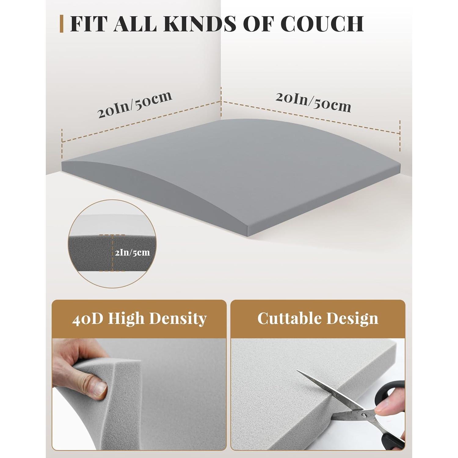 Sofa Cushion Support, Couch Cushion Support for Sagging Couch Seat, Couch Replacement Insert, 20"x20"x2", High Density  Furniture Seat Sagging Repair, Trapezoid 40D, Grey Set of 1