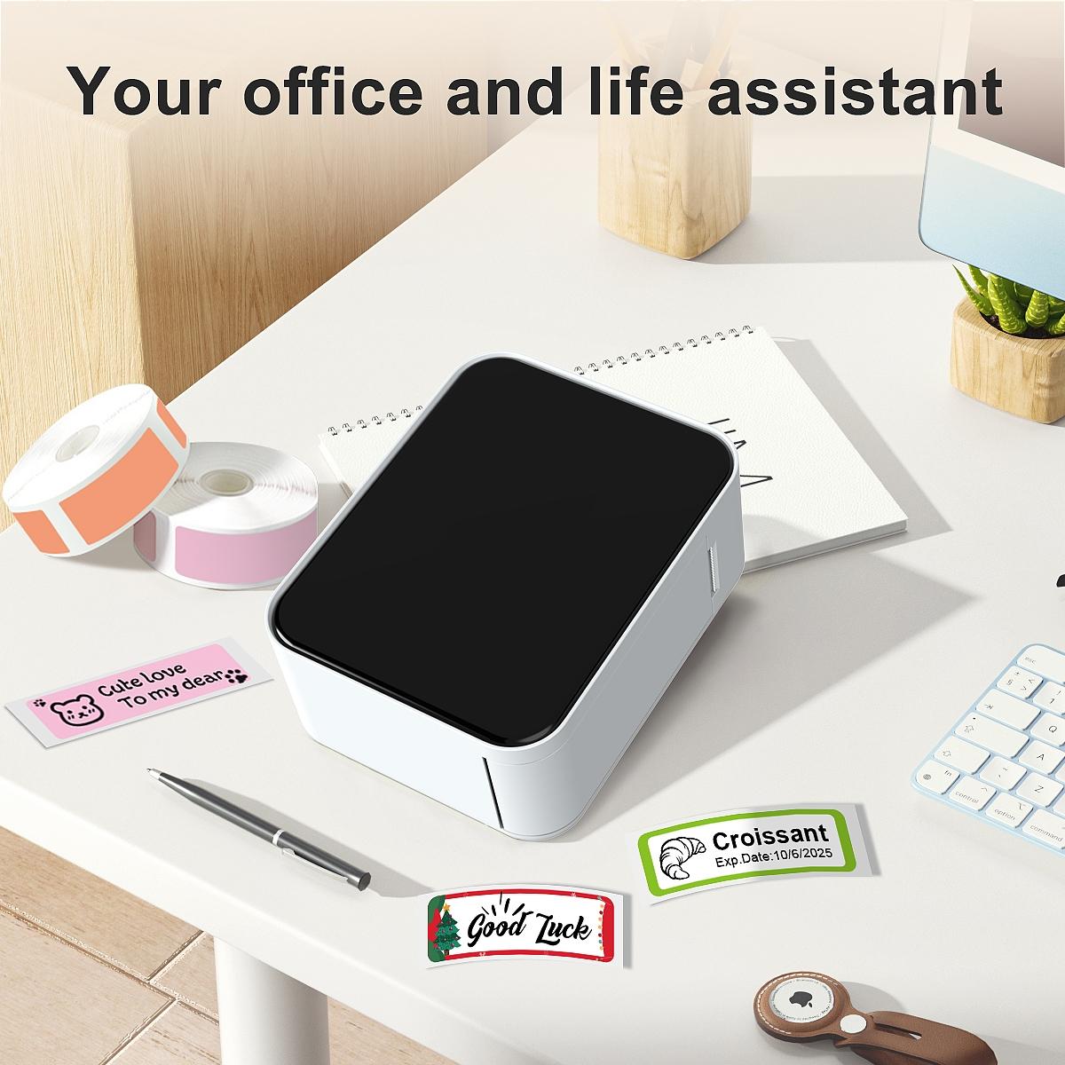 Portable Label Printer with Waterproof Self-Adhesive Labels (12mm X 40mm), Bluetooth-compatible Compatible with iOS & Android