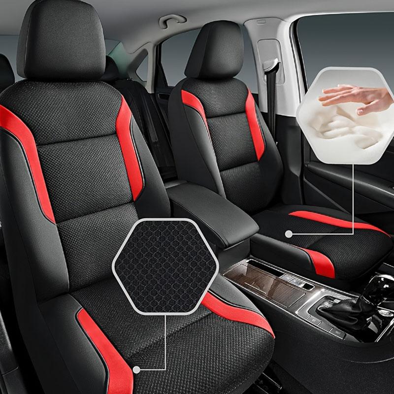 39pcs Car Interior Set, 5-Seat Memory Foam Thick Mesh Car Seat Cover, Leather Steering Wheel Cover Shoulder Cover Armrest Box Mat Coaster Shift Lever Cover Air Conditioning Vent Decorative Cover, Car Interior Kit