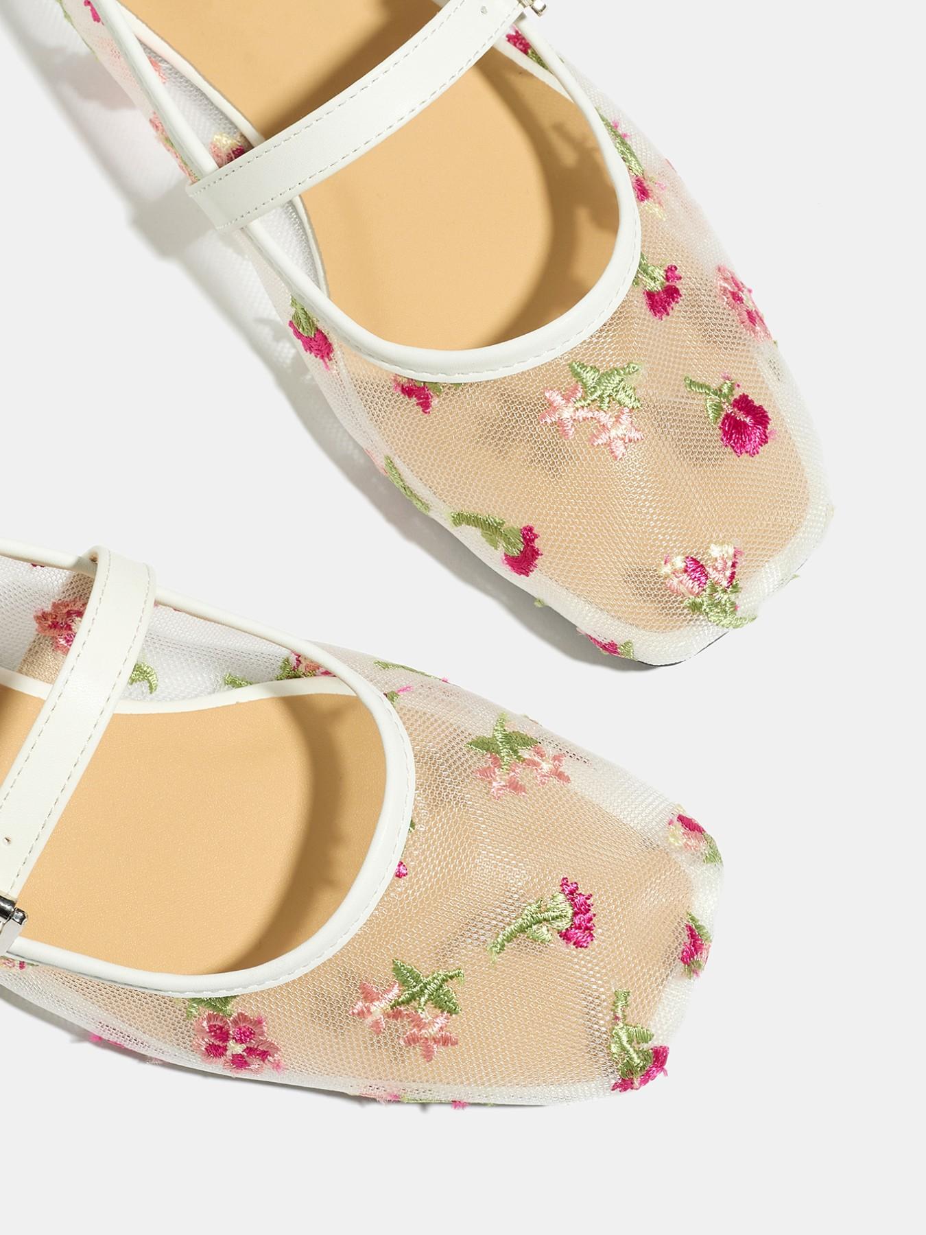 Women's Mary Jane Shoes Summer 2026, Breathable Mesh Low Heel Ballet Flats, Square Toe Casual Outdoor Dance Shoes