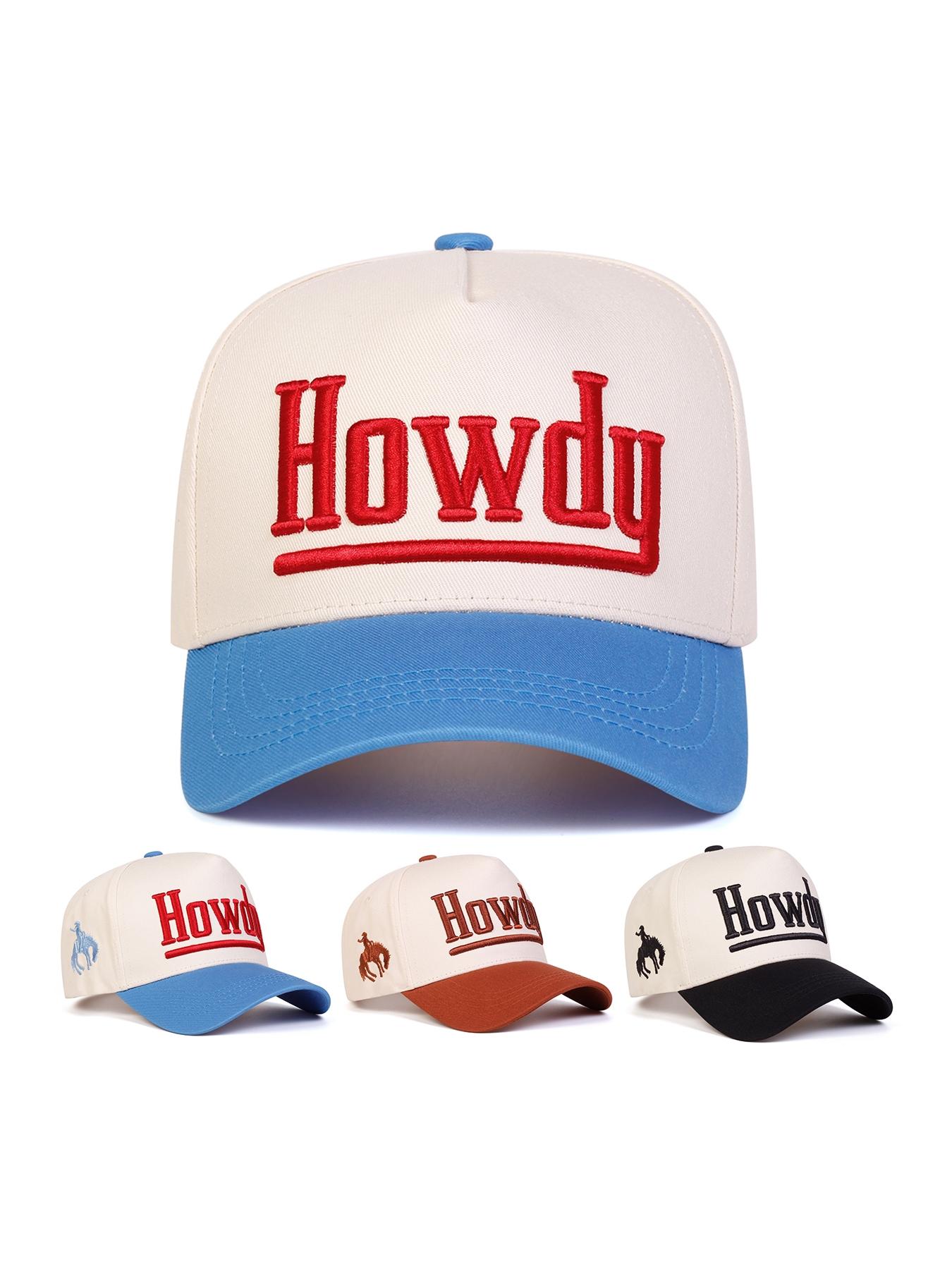 Unisex Howdy Embroidered Baseball Cap, Adjustable Outdoor Sun Protection Hat, Casual Striped Fitted Cap for Spring & Fall Travel