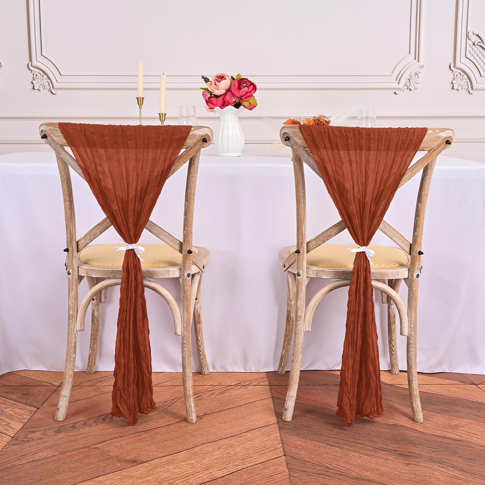 50/60PC 16x70inch Chair Sashes Cheesecloth Sashes Rustic Chair Decorative Bows Designed ChairCover for Wedding Banquet Party Aisle Home Kitchen Decoration