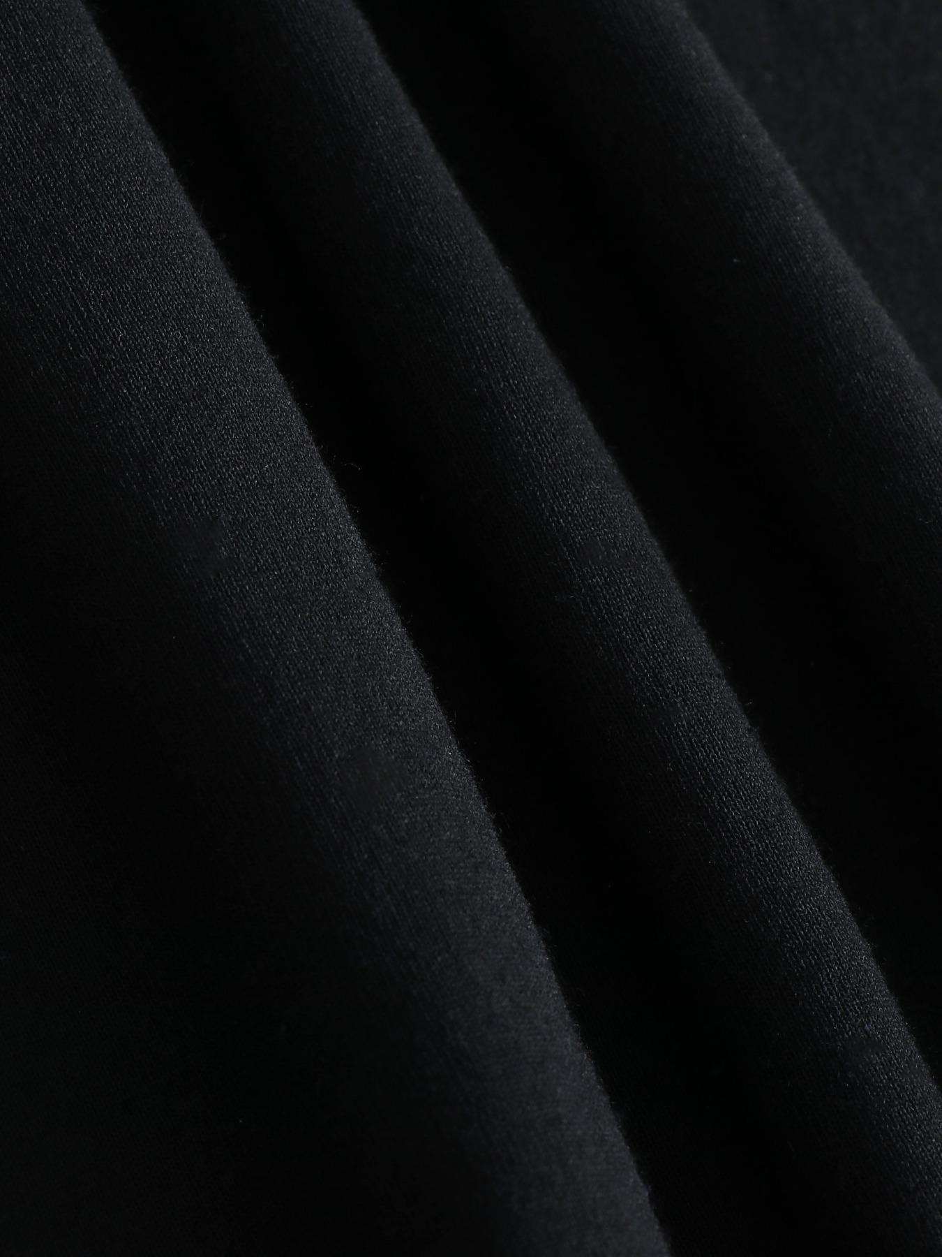 Plus Size Women's Loose-Fit Long Sleeve Cami Top, Asymmetrical Neckline, Letter Print, All Seasons, Sizes 1-8xl