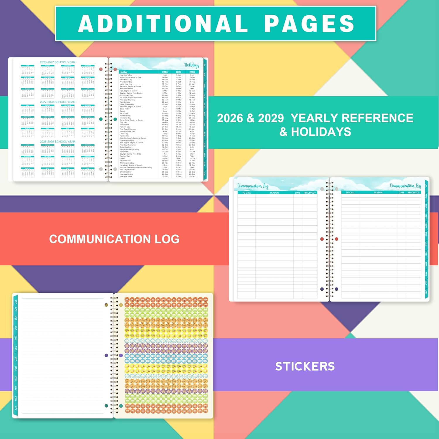 Student Planner 2026-2027 – School Planner 2026-2027 from Jul 2026 – Jun 2027, 9" × 11", Homework Academic Planner with Stickers,  -Wire Binding, 12 Monthly Tabs,  Weekly Lesson Planner
