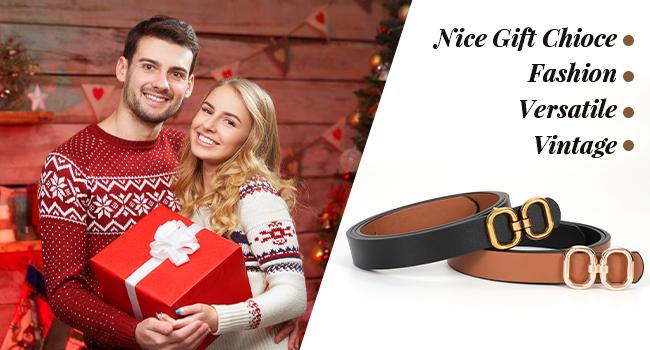 JASGOOD Reversible Leather Belt for Women with Gold Buckle Ladies Leather Belt for Jeans Pants