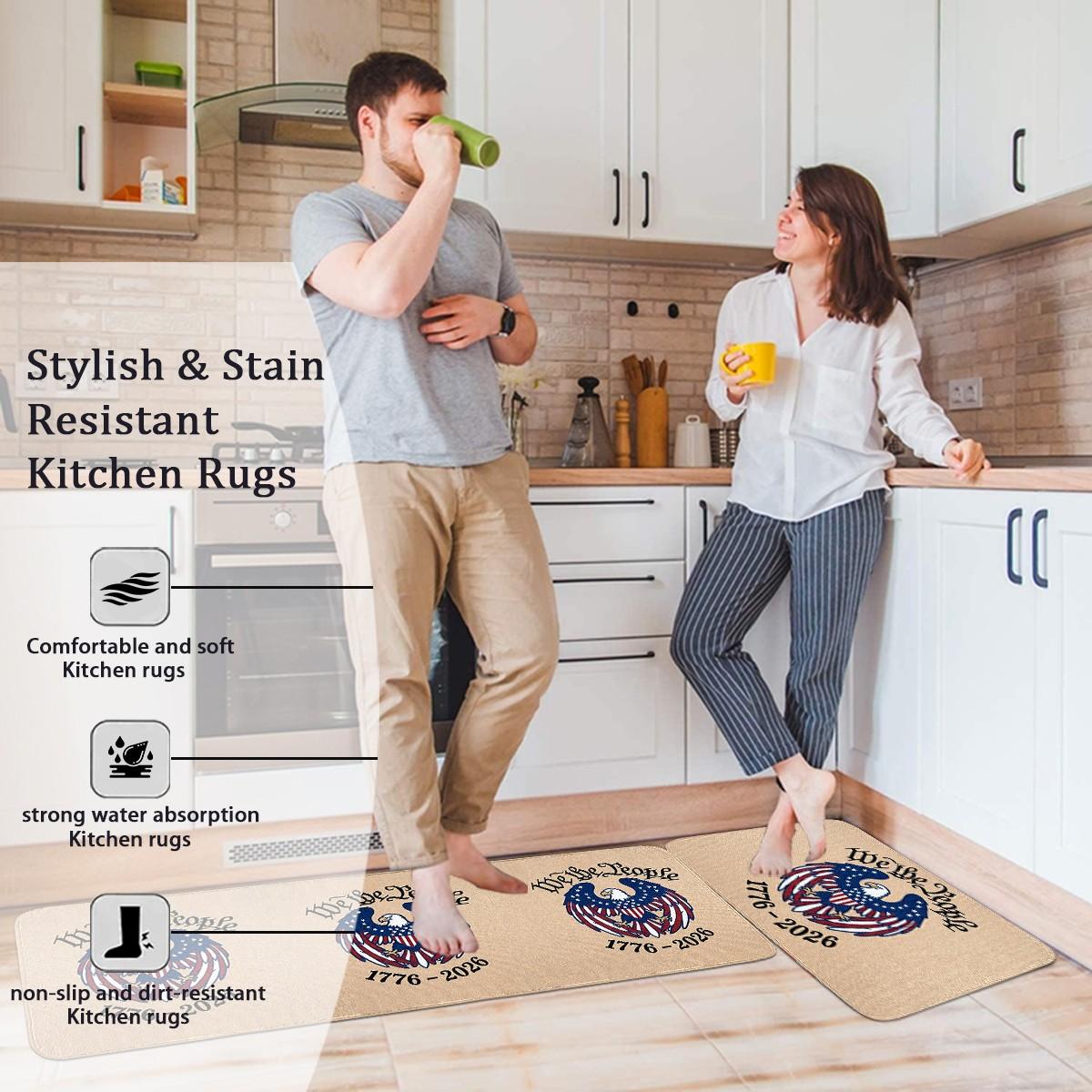 JIT 1/2/3 pcs of flannel simple Memorial Day and Independence Day (July 4th) bald eagle carpet for multi-scenario use as a decorative carpet. Kitchen carpet set, flannel washable bedside soft carpet, suitable for use in kitchens, bedrooms, etc.