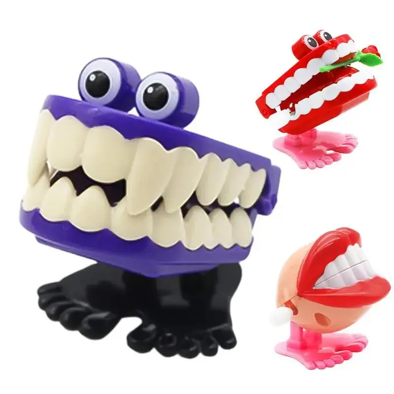 Chattering Teeth Wind Up Toy Funny Small Feet Toy Gag Joke Toy Teeth Props Chattering Walking Toy Feet Knickknack for Boys and