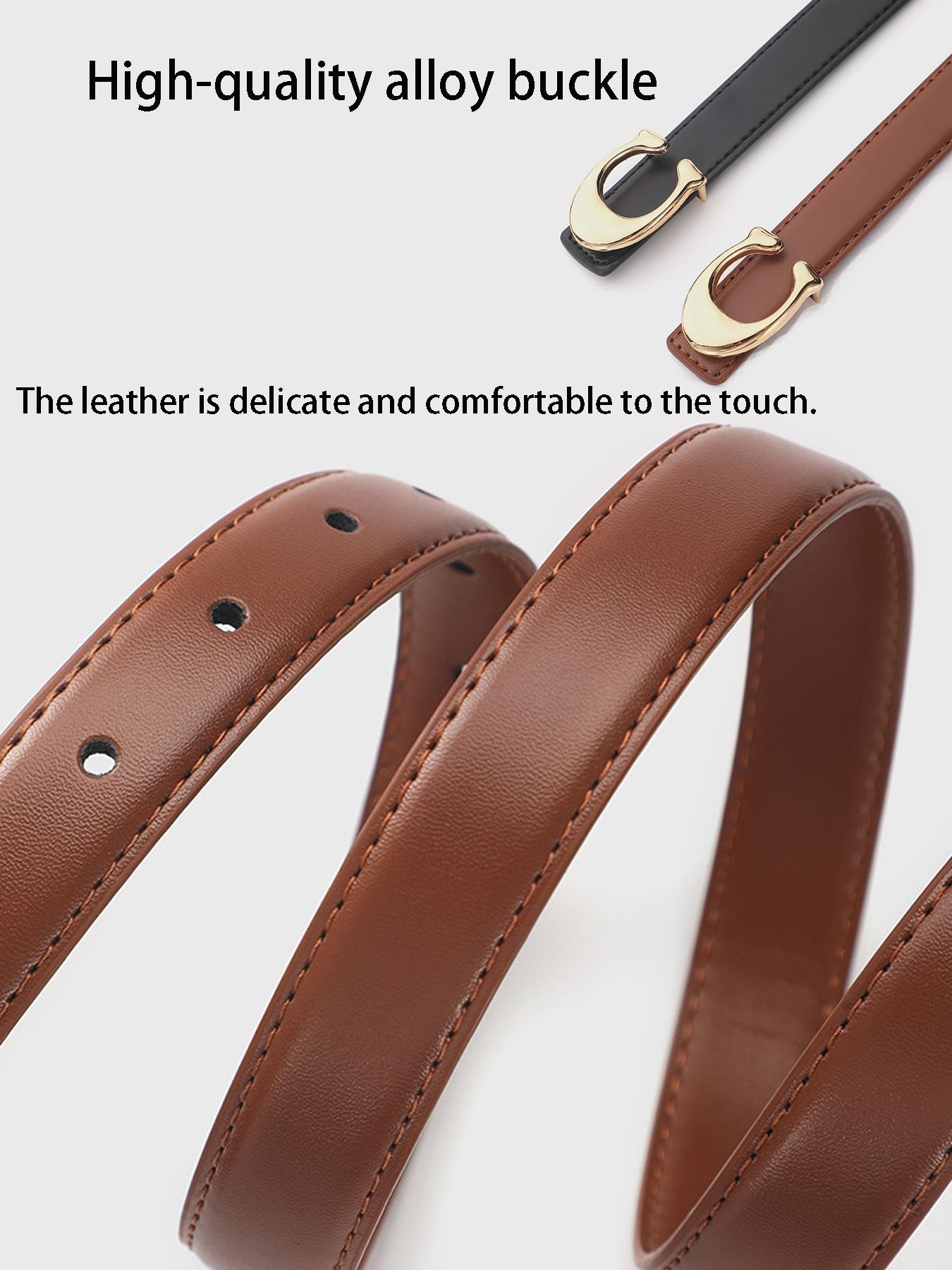 2pcs Women's New Fashion Belt, C-Shaped Alloy Buckle Design, Casual Thin Waistband, Skinny Belts, Casual Trendy Waistband, Suitable for Jeans, Suits, Dresses