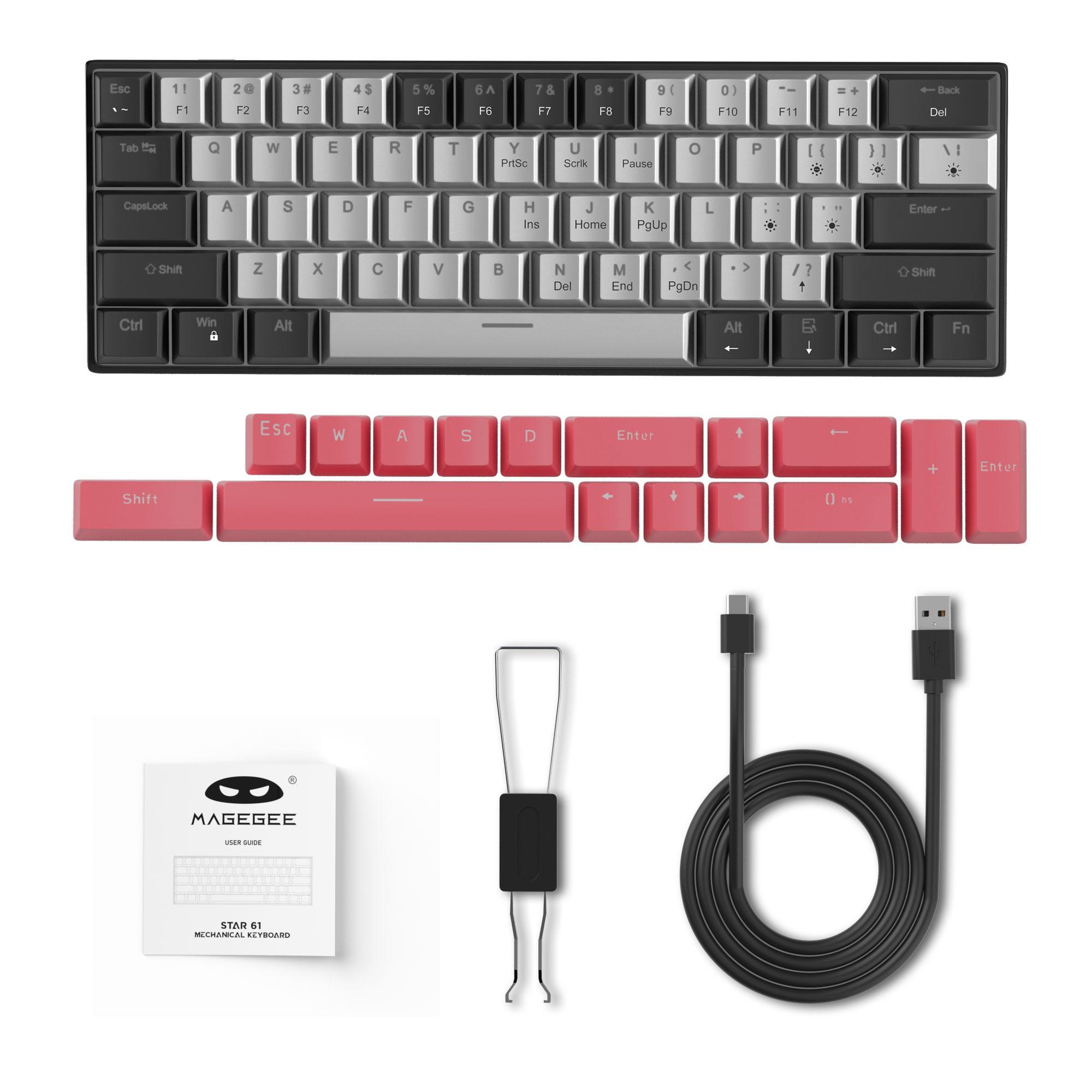 MageGee 61% mechanical keyboard Star61 gaming keyboard ,  PBT Keycaps, DIY Keycap Replacement,Convenient to carry,Suitable for gaming and office use