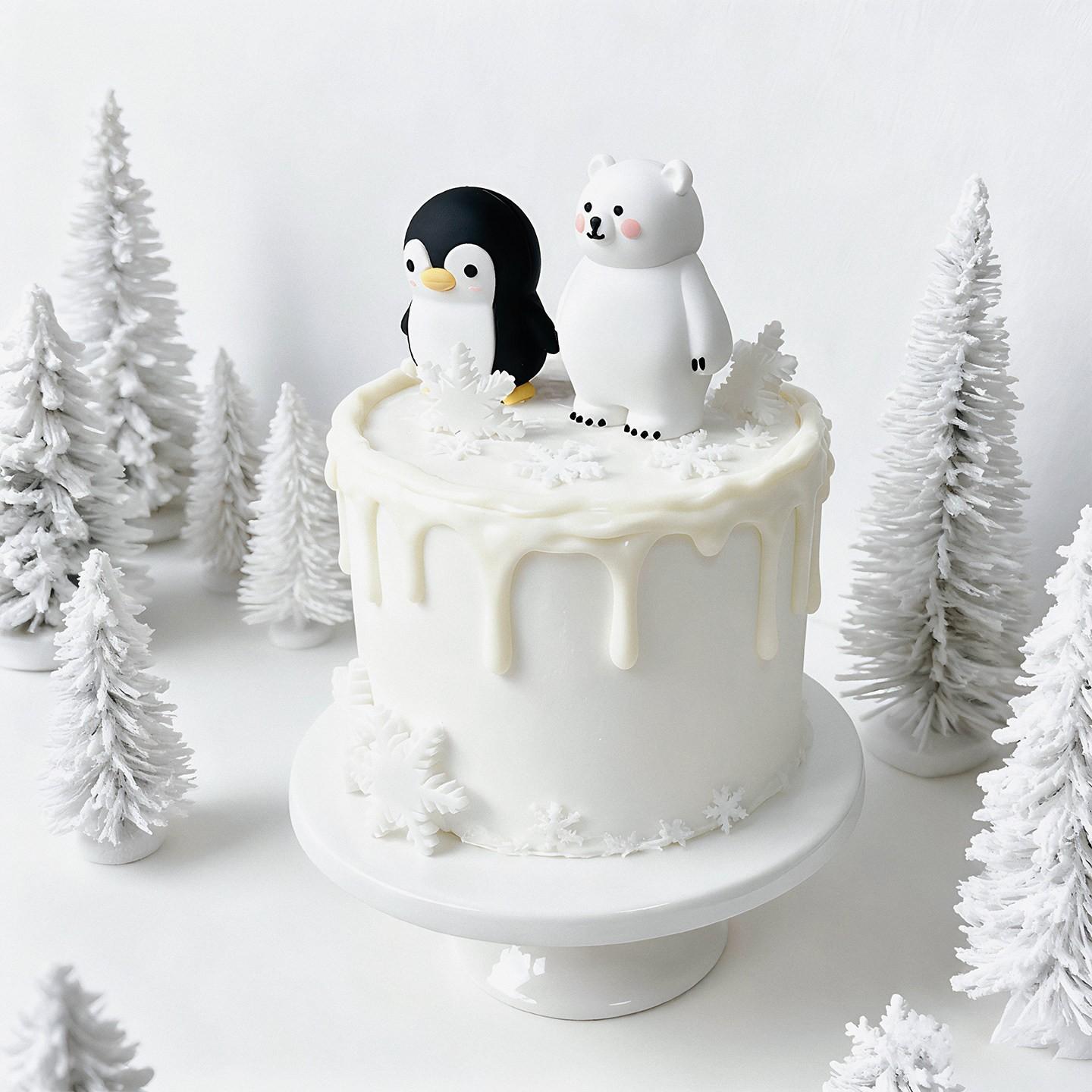 Cute Penguin Winter Snowflake Birthday Cake Decoration, Baby Full Moon Hundred Days First Birthday, Sweet Treats Stand Insert, Home Decor Mini Ornament