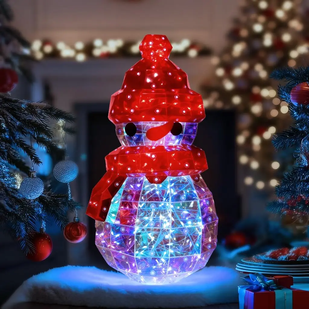 Prism Rainbow  Snowman Decoration – Iridescent Holographic  Holiday Ornament for Christmas, Party &  Décor