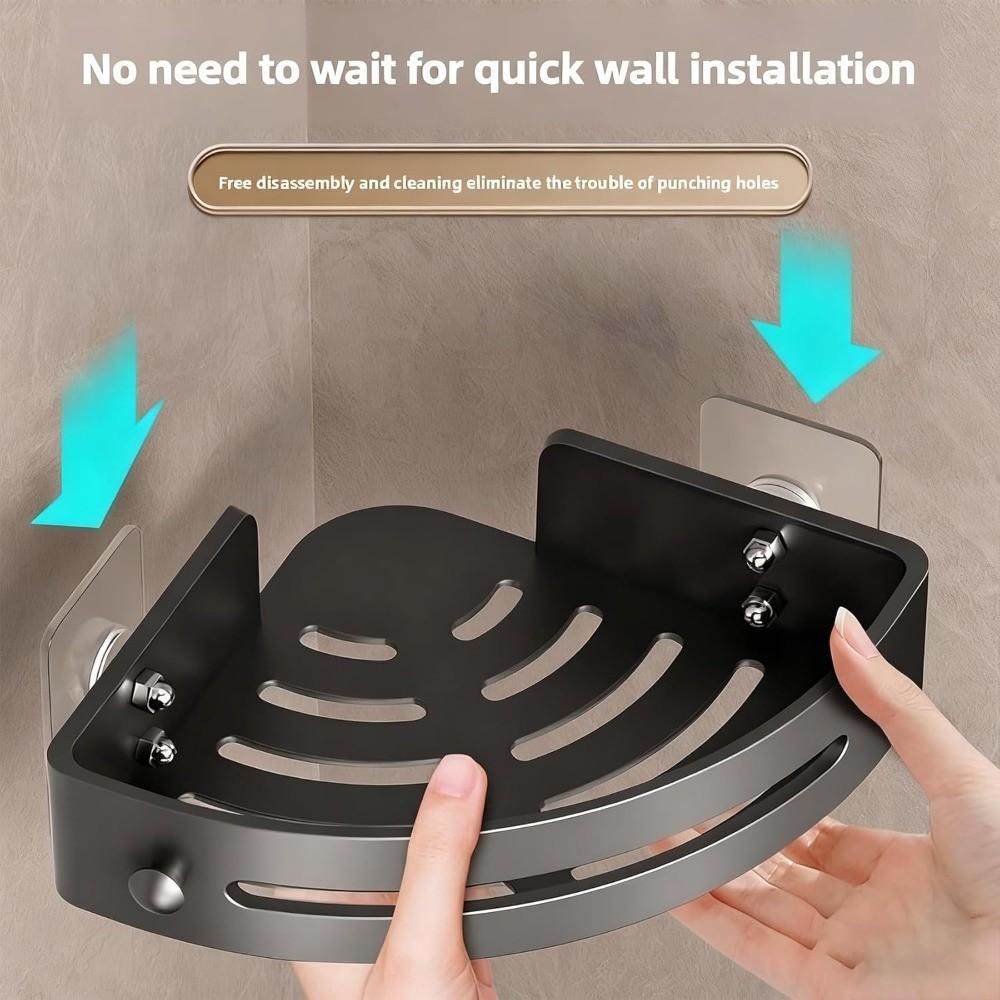 2-Pack Triangular Shower Rack, Three-Tier Corner Storage Shelf, No-Drill Wall-Mounted Bathroom Organizer, Adhesive Corner Holder