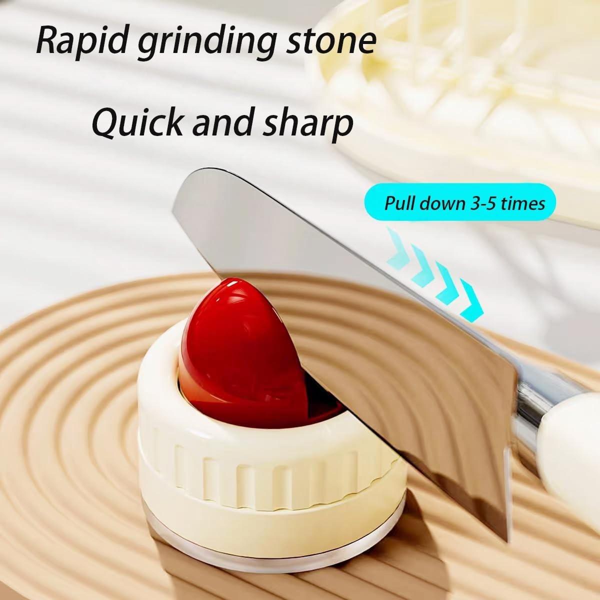 Two-Piece Mini Knife Sharpener Set, Bottom Suction Cup Attachment, Rotatable Design, Multifunctional Kitchen Tool, Home Essential