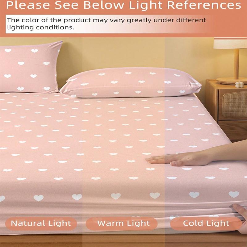 1PC Printed Fitted Sheet, Machine Washable, Soft & Comfortable, Anti-Slip & Non-Curl Design, Warm & Skin-Friendly for All Seasons, Festive Home Decor, Soft Breathable Sheet (No Pillowcase Included)