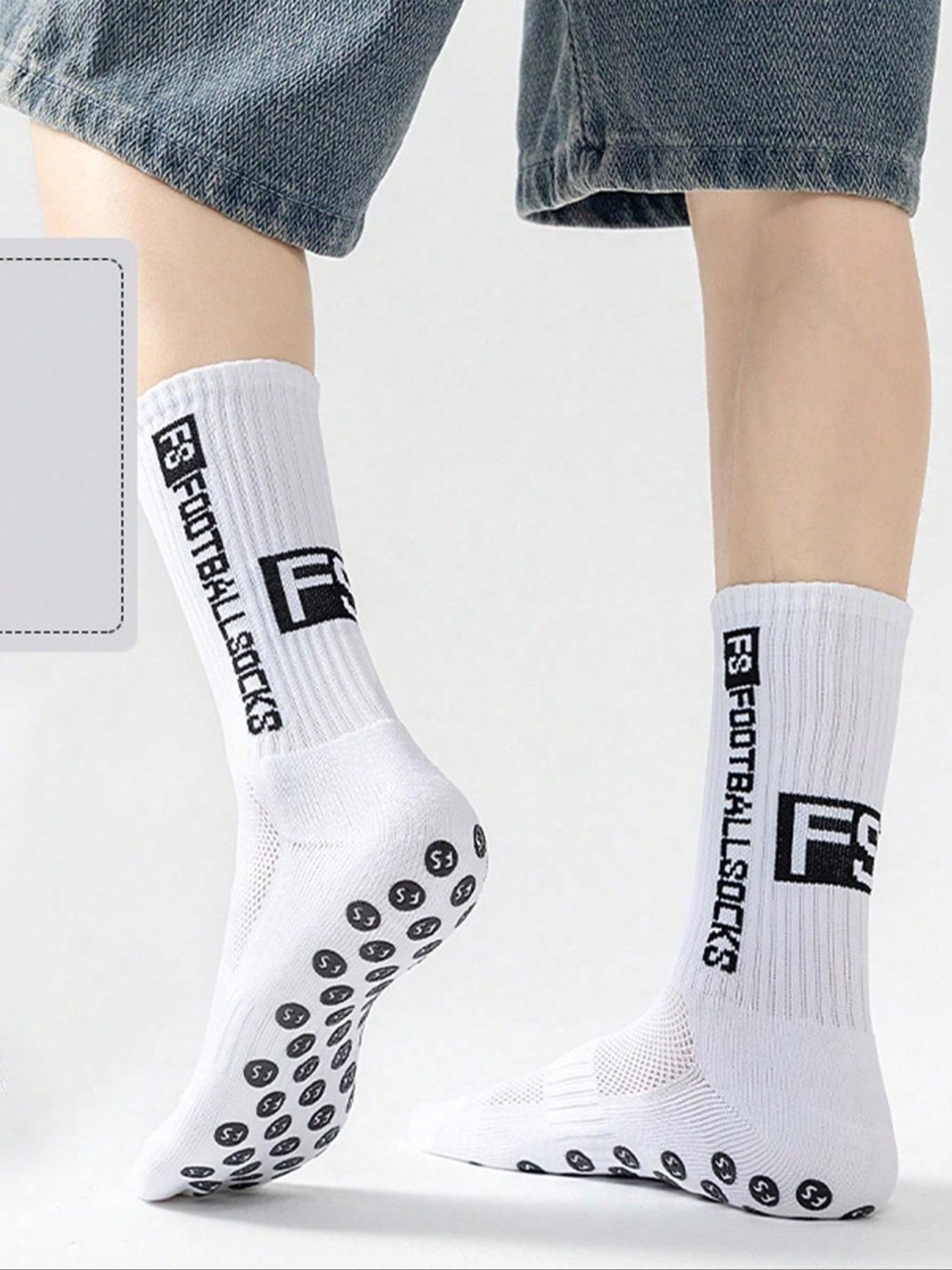 Men's Sports Crew Socks, Mid-Calf Basketball & Football Socks, Thick Terry Bottom Anti-Slip Sweatproof, Youth Training Socks