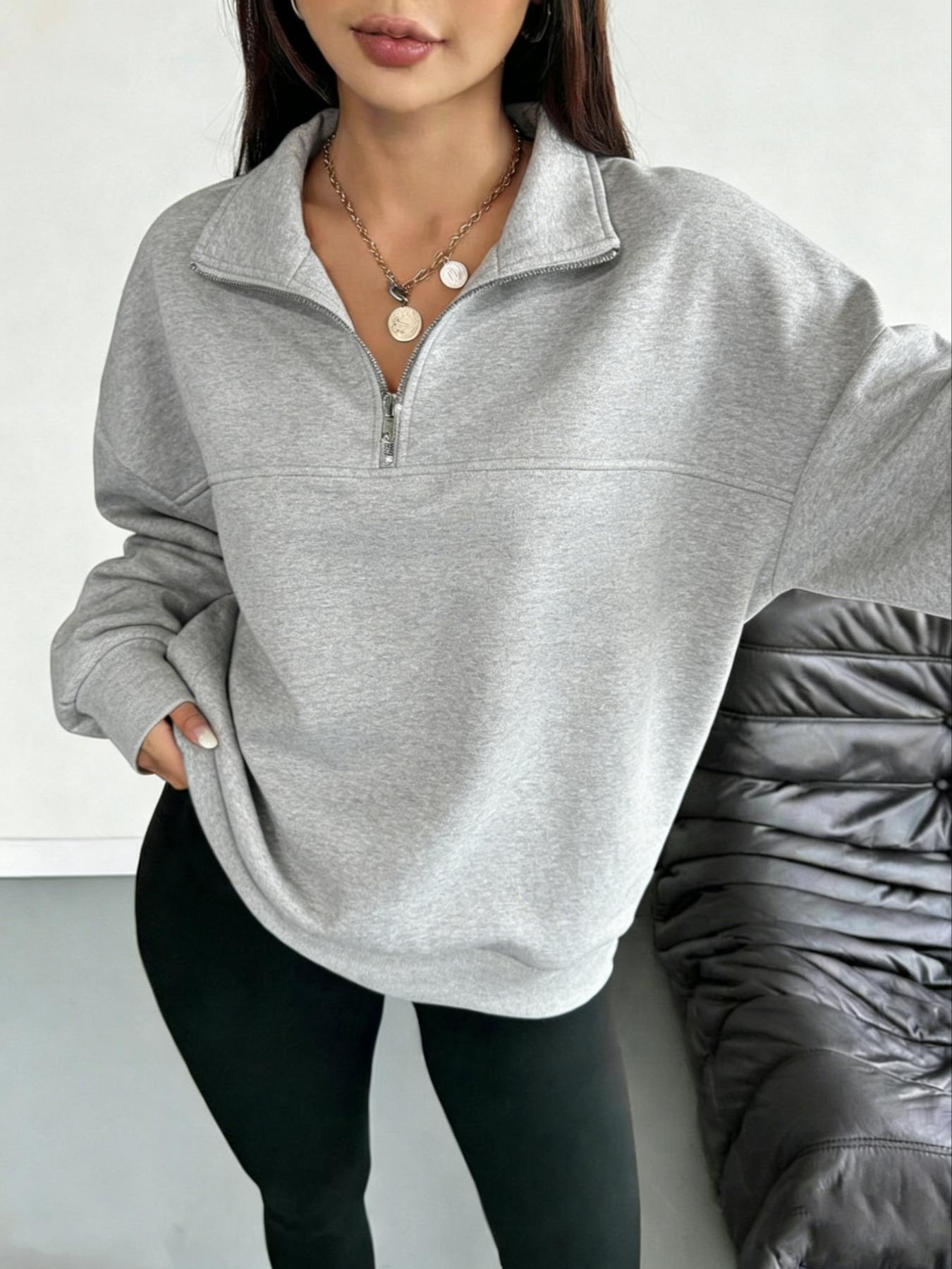 Women's Hooded Half-Zip Casual Round Neck Sport Top, Full Print Leaf Pattern, Digital Printing, Loose Fit, Fall & Winter, Camo Sweatshirt