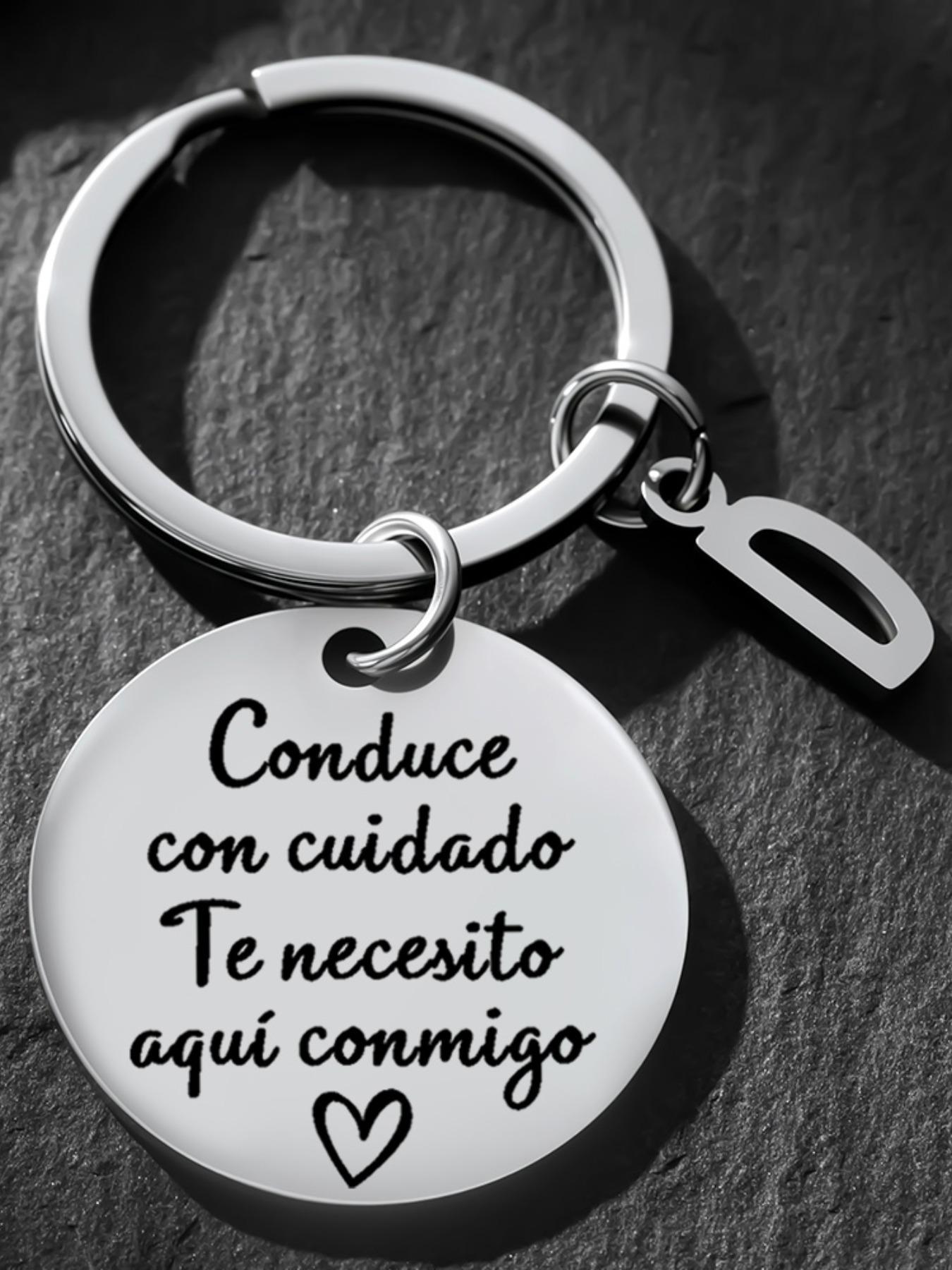 Drive Safe Keychain, Engraved Key Ring, Personalized Initial A, Stainless Steel, Romantic Gift for Boyfriend Husband, Birthday Anniversary Gift