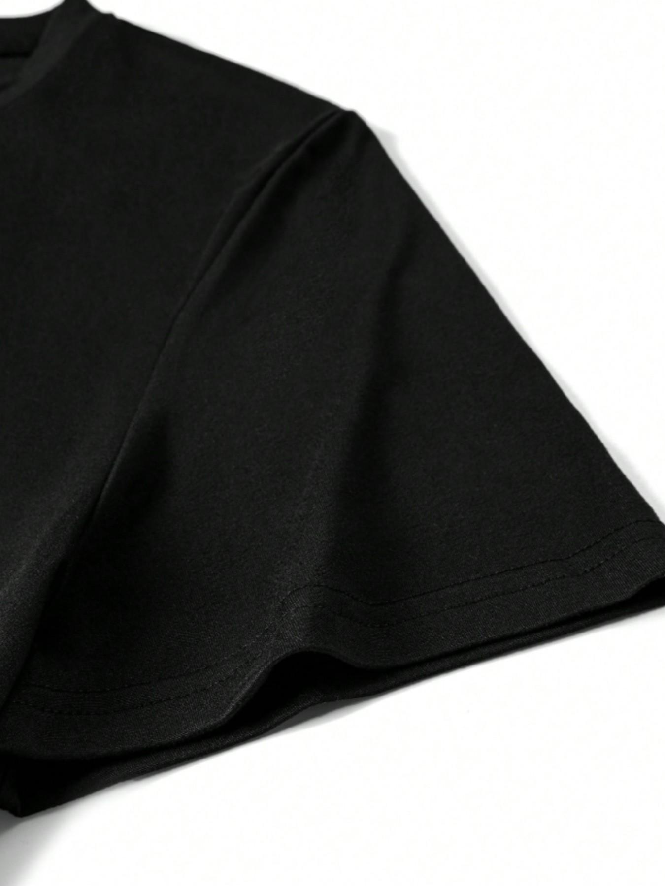 Men's Casual Street Style 67 Number Print Short Sleeve T-Shirt, Slim-Fitting, All over Print, Summer Wear, No Zipper, No Button