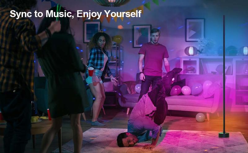 BORNERWHITE Floor Lamp, LED Corner Lamp Works with Alexa, Smart Modern Floor Lamp with Music Sync and 16 Million DIY Colors, Color Changing Standing Floor Lamp for Bedroom Living Room