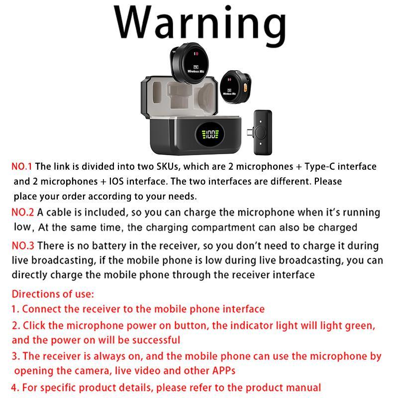 Wireless Microphone with Charging Case, Noise Reduction Lavalier Mic for YouTube TikTok Vlog Interviews, Rechargeable Microphone for iOS Android PC, Wireless Lavalier Mics