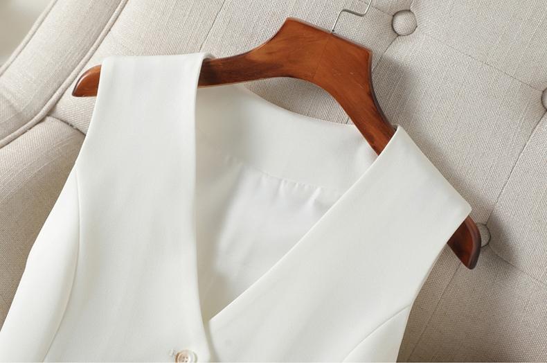 Women's Solid Button Front Pocket V Neck Suit Vest, Elegant Sleeveless Suit Vest for Work Office Business, Ladies Spring & Fall Clothes