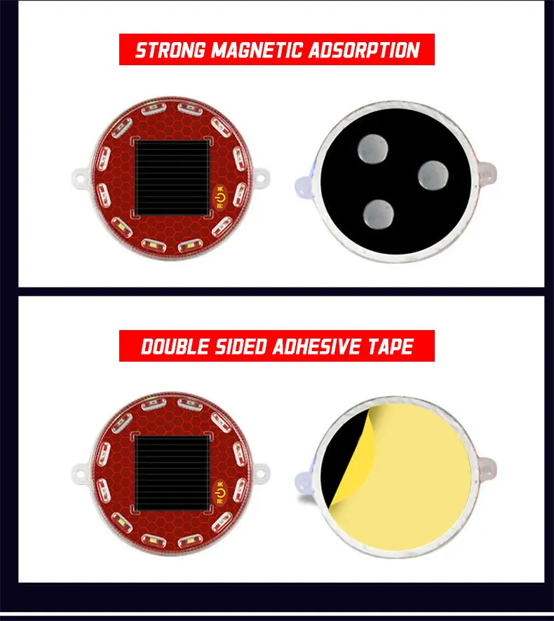 Solar-Powered Strobe Warning Light | Touch Control, Auto Light-Sensing, Strong Magnetic Mount, IP68 Waterproof, Multi-Color Flashing Safety Beacon for Vehicles