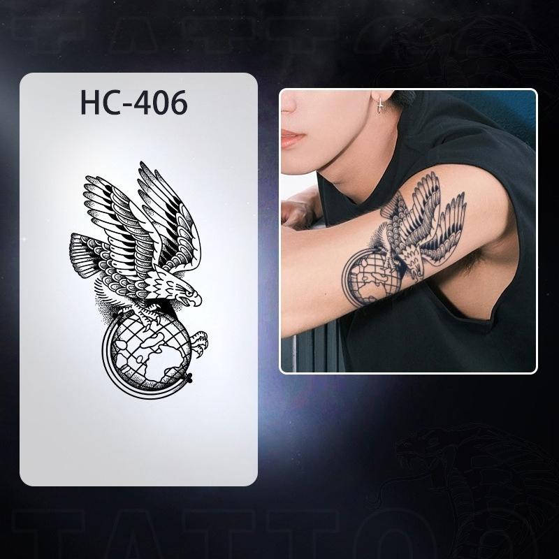 Men's European retro tattoo stickers, compass and mountain, Spartan warrior, bird compass, durable and waterproof, temporary tattoo stickers lasting one to two weeks
