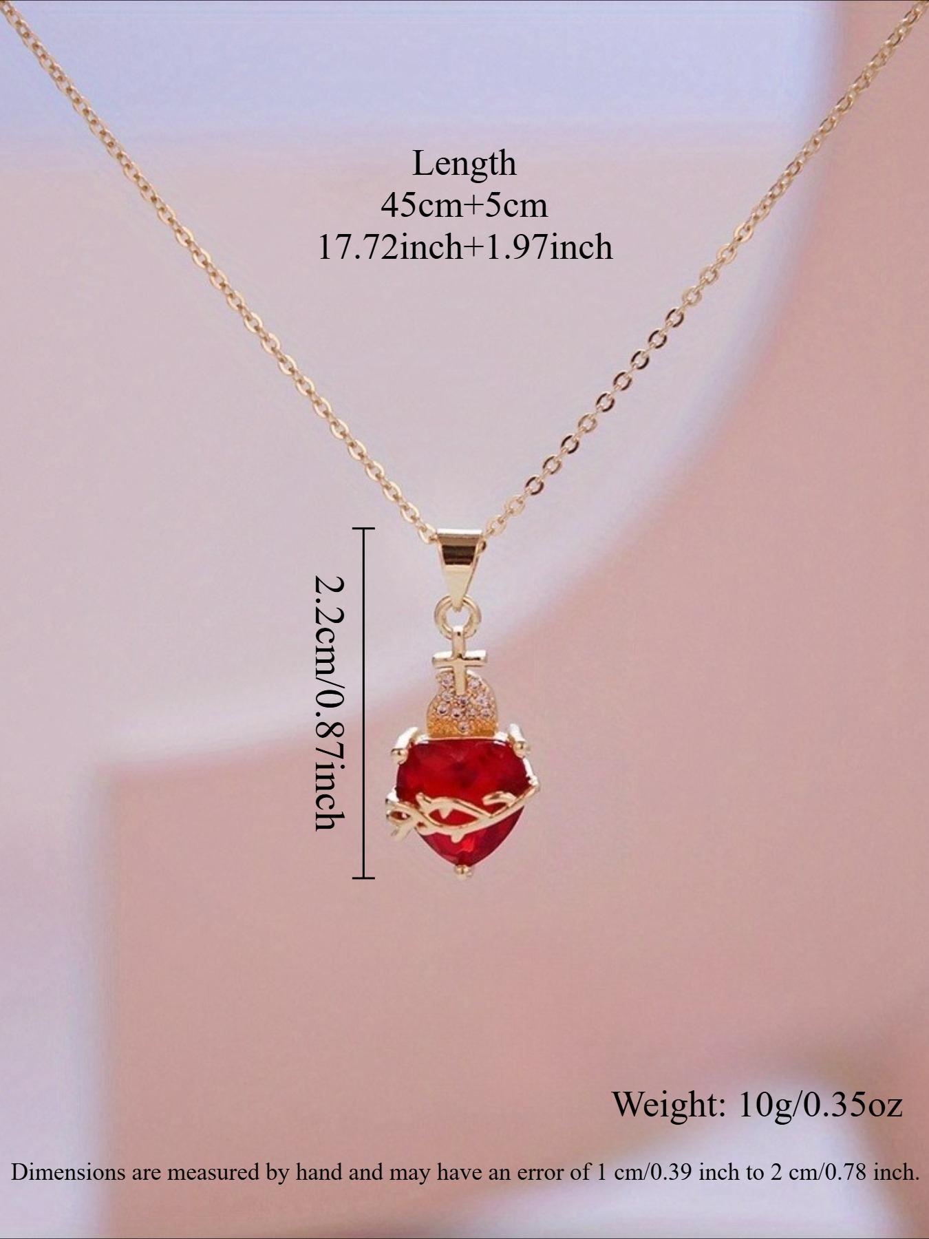 Vintage Heart Cross Pendant Necklace with Zircon, Fashionable Elegant Women's Jewelry, Perfect Valentine's Day Gift, Heart Design Necklace