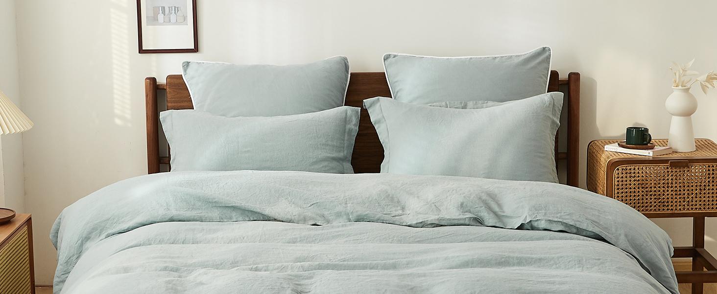 Simple&Opulence 100% Linen Duvet Cover Set, Pure Natural French Flax Purple Duvet Cover, Breathable Soft Comfy Linen Bedding Comforter Cover with Pillowcase