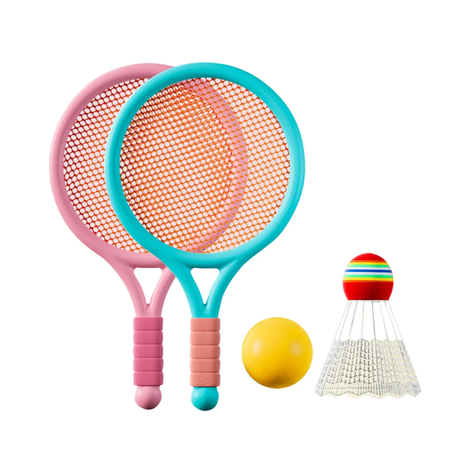 Badminton Racket Set, Dual-Person Parent-Child Interactive Sports Toy, Large Two-In-One Racket, + Blue, 246g