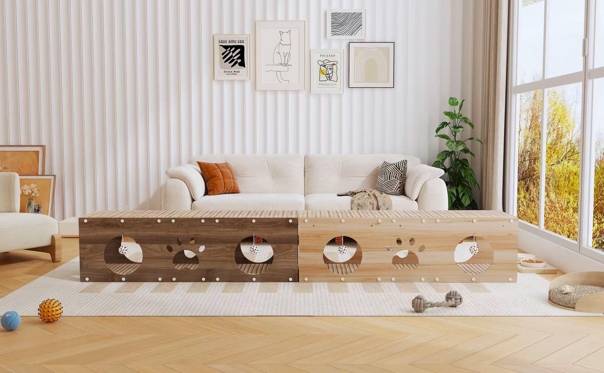 IRONCK 39" Long Large Wooden Cat House & Scratcher with Ball Toy | 2-in-1 Pet Furniture for Indoor Cats, Durable Cat Bed & Playhouse IRONCK 39" Long Large Wooden Cat House & Scratcher with Ball Toy | 2-in-1 Pet Furniture for Indoor Cats, Durable Cat Bed & Playhouse