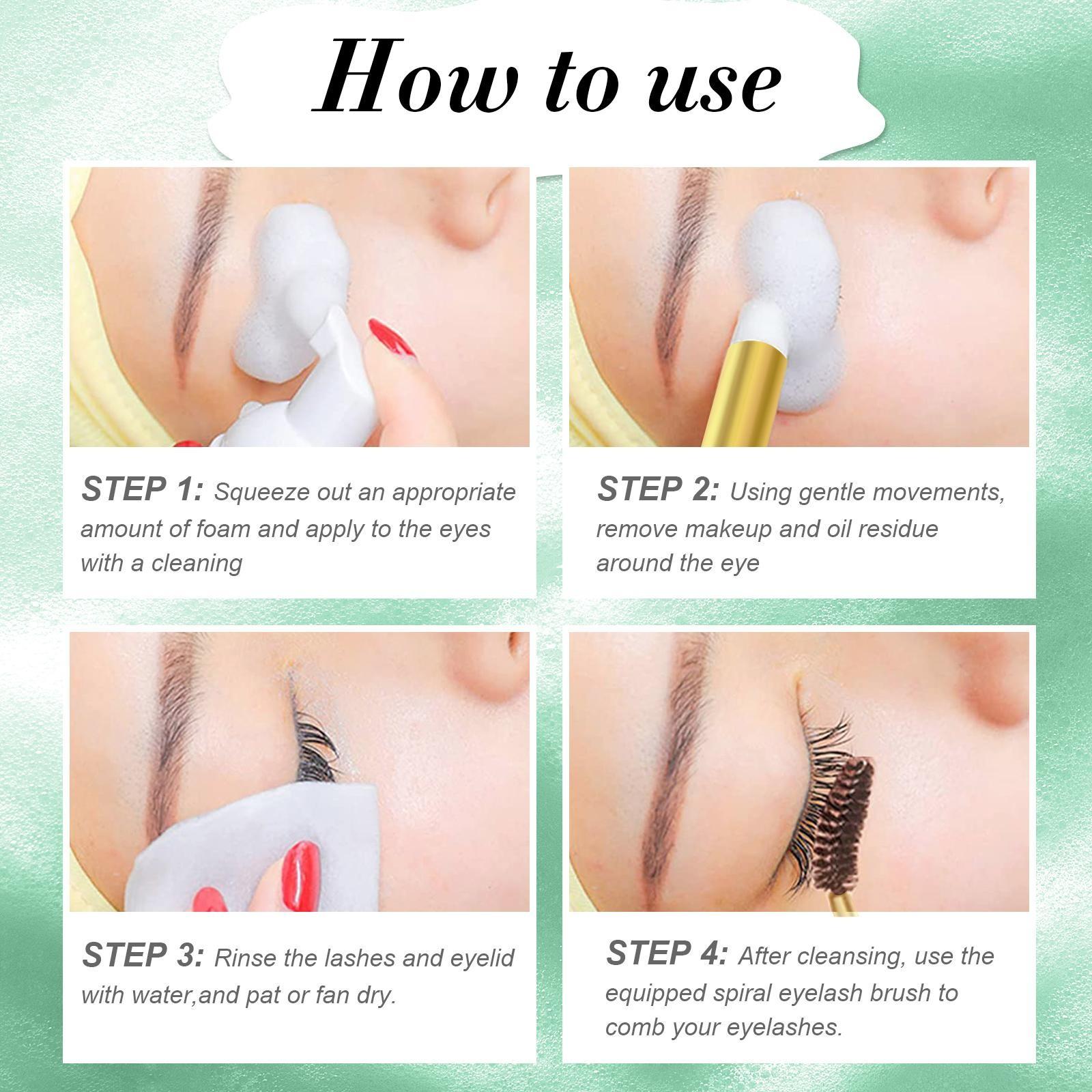 ELAIMEI Eyelash Cleansing Kit, includes 50ml of eyelash cleanser + an eyelash cleansing brush + an eyelash comb. Removes makeup residue from both false and natural lashes, leaving your lashes cleaner.
