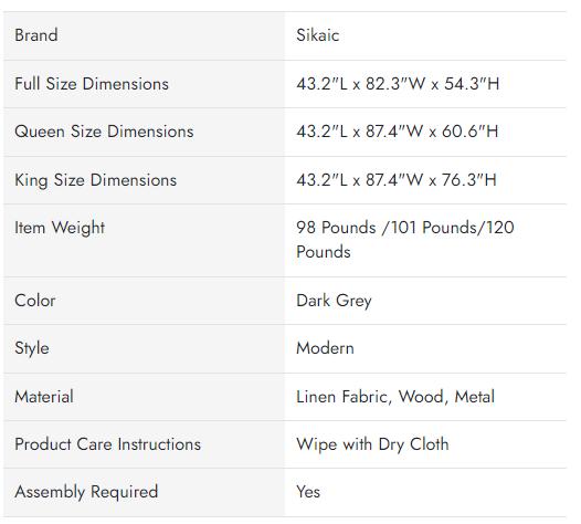 Sikaic LED Floating Bed Frame With Charging Station Hidden Storage Dark Grey Angersbed Furniture Headboard Modern Design Comfortable Home