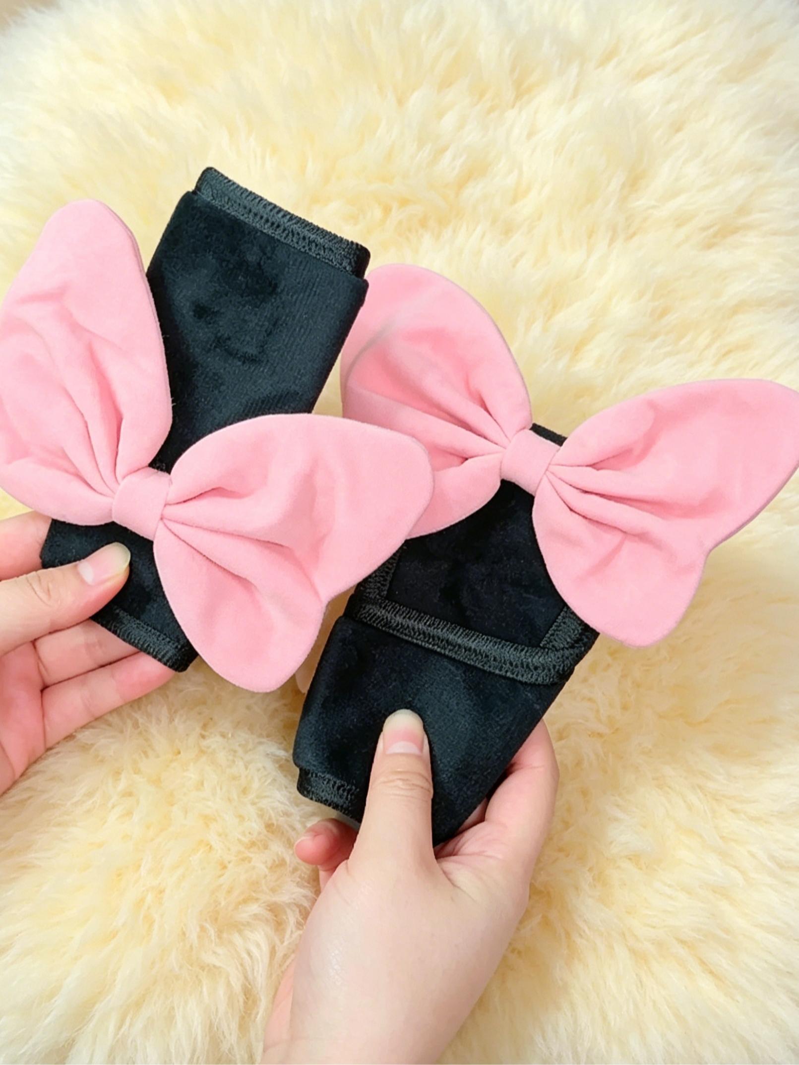 Cute Bow Car Handbrake Cover, Pull Glove Gear Shift Cover, Plush Large Butterfly Decoration for Cars,2pcs Set, Car Accessories