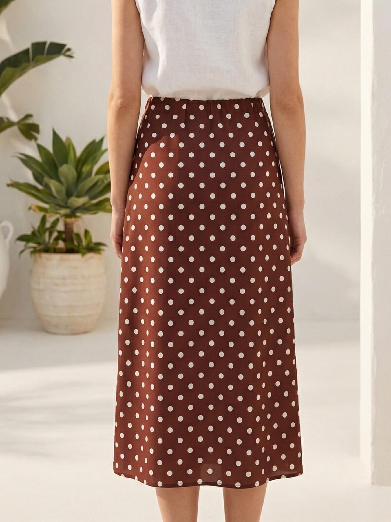 Women's 2026 Summer Satin Floral Polka Dot Maxi Wide Leg High Waist Light Midi Skirt, Suitable for Everyday Travel and Summer Outings, Womenswear Women's 2026 Summer Satin Floral Polka Dot Maxi Wide Leg High Waist Light Midi Skirt, Suitable for Everyday Travel and Summer Outings, Womenswear