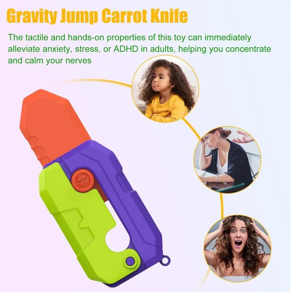 Mini Model Carrot Knife Toy, 3D Gravity Carrot Cube Jump Stress Relief, Unisex Toy, Friday Gift Idea