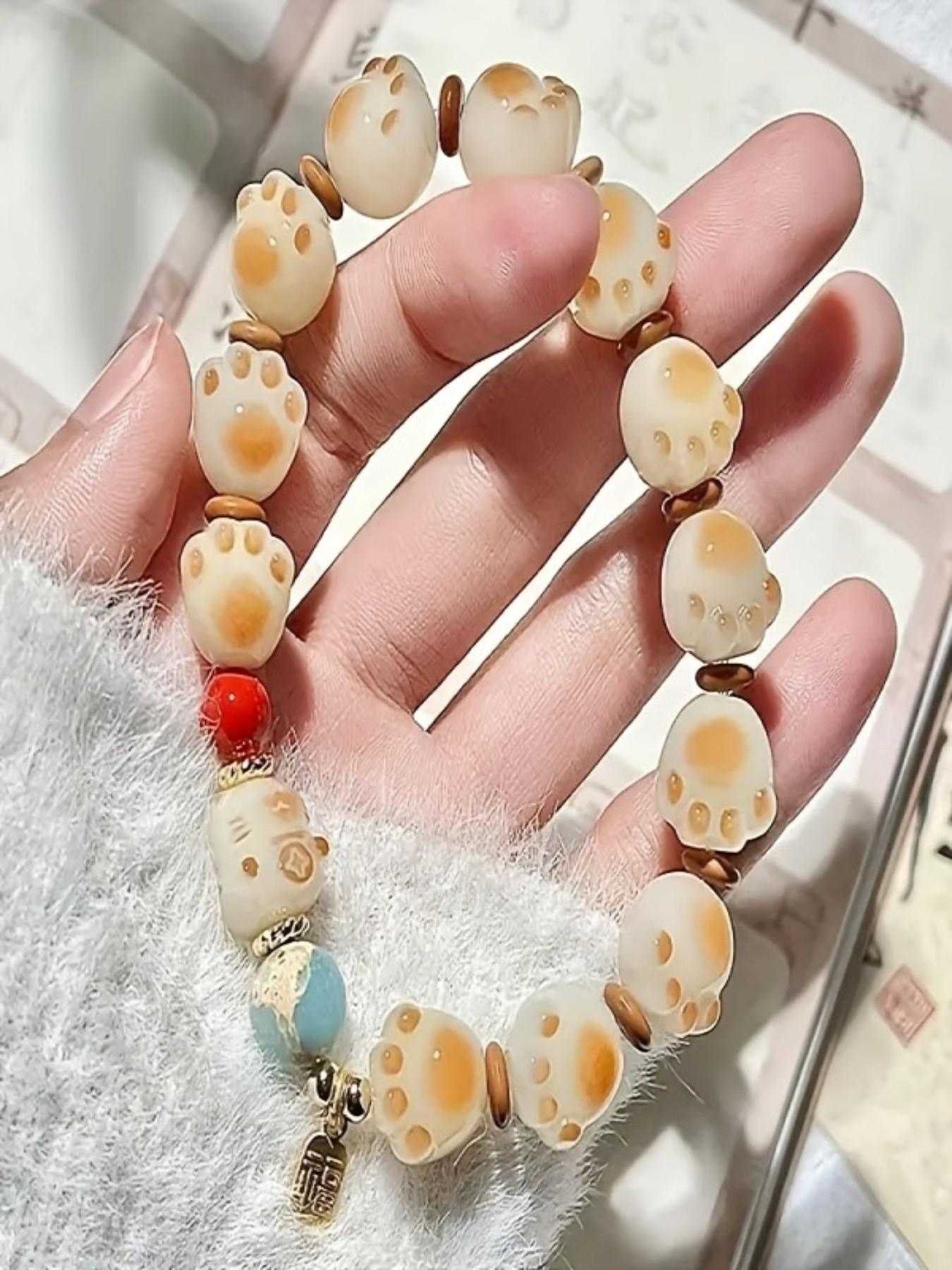 2pcs, Sweet and Cute Charcoal Charcoal Caramel Cat Claw Bracelet, Acrylic Material Cat Design, Unique Instagram Style, Perfect Birthday Gift, Festival Gift, Valentine's Day Gift, Student Best Friend Gift, Suitable for Daily Wear