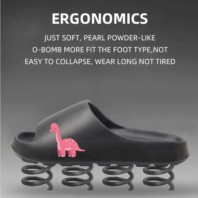 Cute Pink Dinosaur Print Slippers for Kids Soft Comfortable Non-Slip Home Shoes Cartoon Dino Footwear Indoor Outdoor Toddler Boys Girls Warm Cozy Slippers Lightweight Breathable Slip-On Shoes