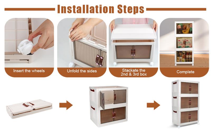 Storage Bins with Lids, 1/2/3/4 Pack Multifunctional Collapsible Storage Containers with Wheels, 8.4Gal Plastic Clothes Closet Organizer for Home, Office