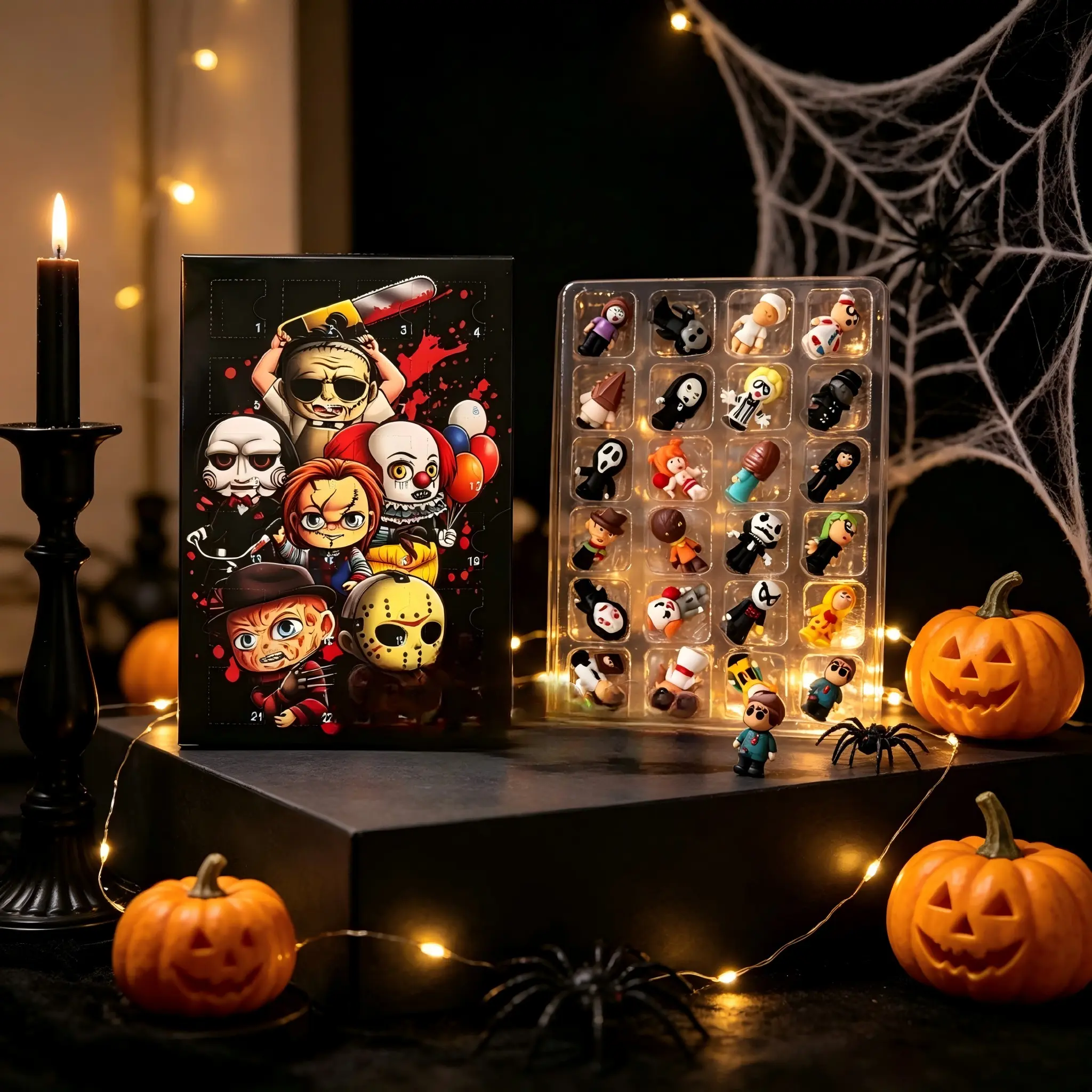 Halloween 24-Day Countdown Blind Box Calendar, Daily Surprise Figures, Pumpkin Ghost Skull Theme, Kids Holiday Gift, Party Decoration, Special Box