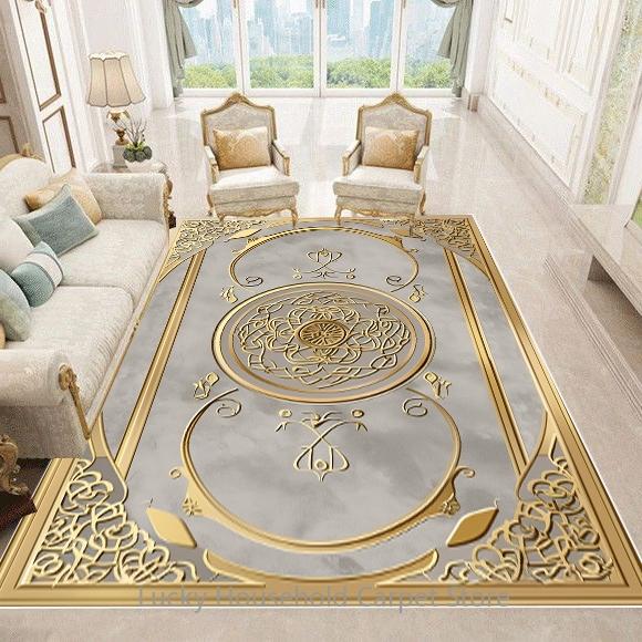 LuxuryGold Marble Greek Key Flannel Area Rug - Ornate Meander Pattern Print Soft Mat for Living Room, Non-Slip Modern Home Decor #LuxuryGoldMarbleRug #GreekKeyMat #ModernHomeDecor #OrnateCarpet #NonSlipFlannelRug