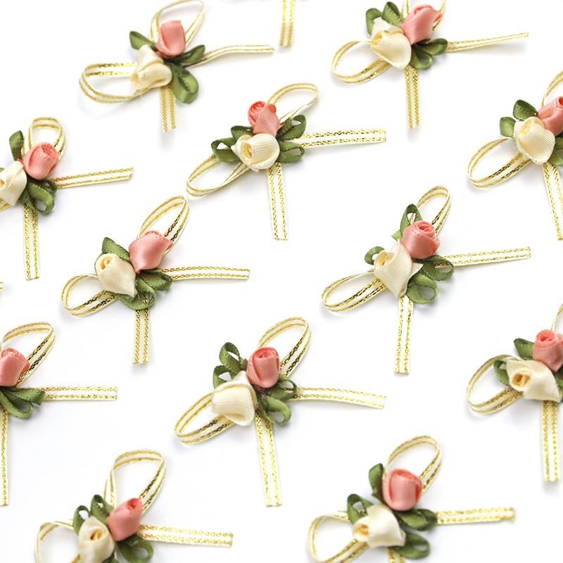 20 Pcs Rose Flower Bows 4.5cm, Mixed Colors, DIY Craft & Gift Wrapping, Wedding, Holiday, Birthday Party, Home Decor